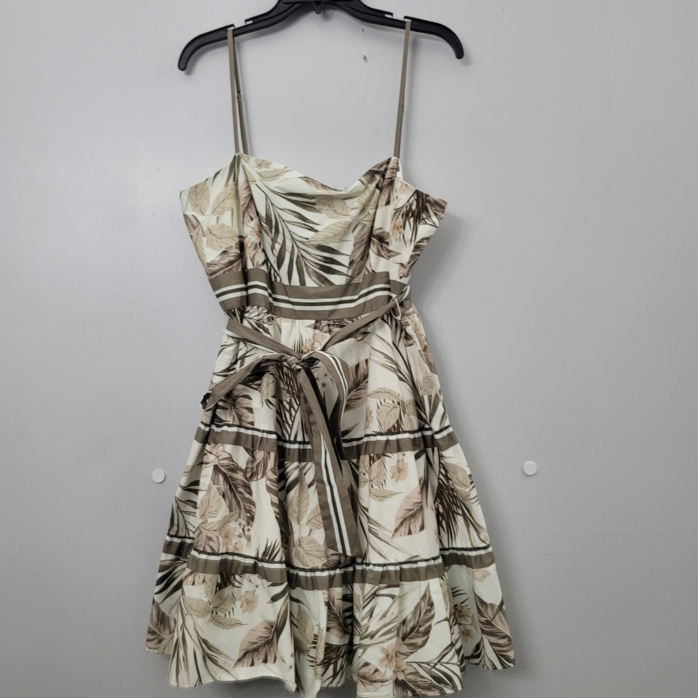 Antonio Melani Marlee Tropical Print Square Neck Tie Waist Tiered Dress - Picture 5 of 12